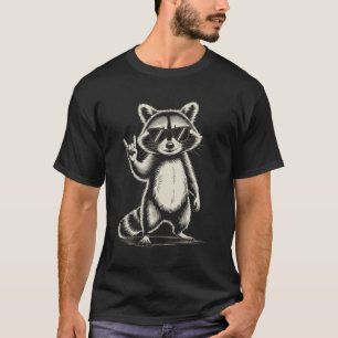 Retro Raccoon Rock Music for Men Funny Racco T-Shirt