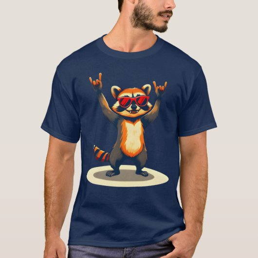 Retro Raccoon Rock Music Funny Raccoon Rockrash vi T-Shirt (Vorderseite)