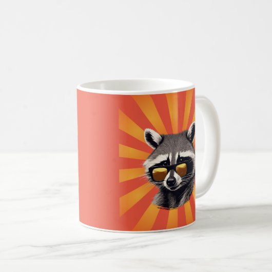Retro Raccoon Tasse (VorderseiteRechts)