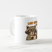 Retro Raccoon Tired Vibes White Mug Kaffeetasse (Vorderseite Links)