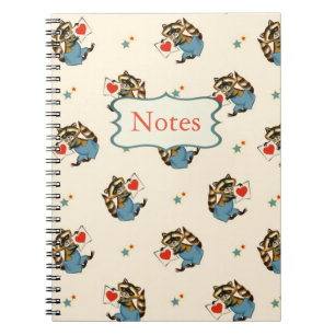 Retro Raccoon Valentine mit Liebe Letter Notizblock