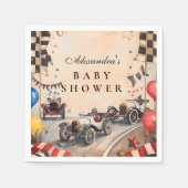 Retro Race Car Baby Shower Serviette (Vorderseite)