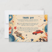 Retro Race Car Birthday Party Dankeskarte (Vorderseite)