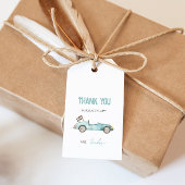 Retro Race Car Blue Geschenktafel Geschenkanhänger