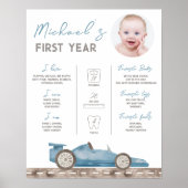 Retro Race Car Foto Milestone Zeichen Poster (Vorne)