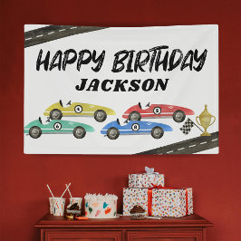 Retro Race Car Kindergeburtstag Banner