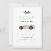 Retro Race Car Thema Geburtstag Einladung (Vorderseite)