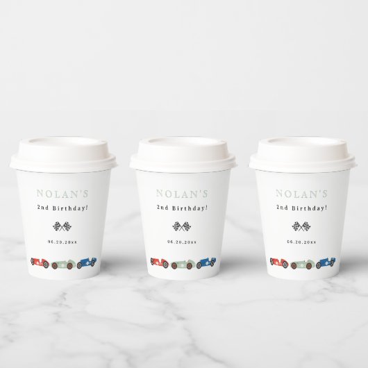 Retro Race Car Thema Geburtstag Pappbecher (Multi)