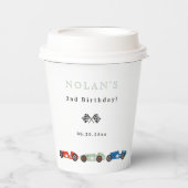 Retro Race Car Thema Geburtstag Pappbecher (Vorderseite)