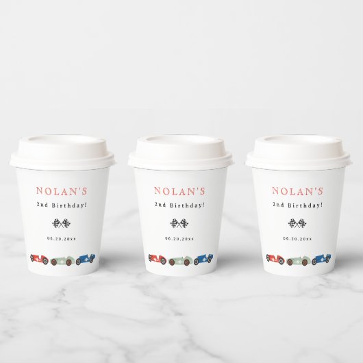Retro Race Car Thema Geburtstag Pappbecher (Multi)