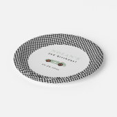 Retro Race Car Thema Geburtstag Pappteller (Schrägansicht)