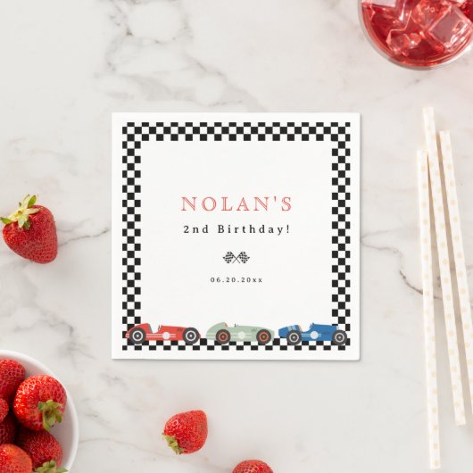 Retro Race Car Thema Geburtstag Serviette (Beispiel)