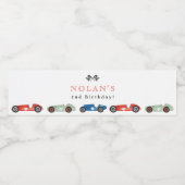 Retro Race Car Thema Geburtstag Wasserflaschenetikett (Einzelnes Label)