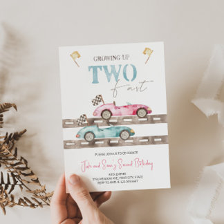 Retro Race Cars Twins Einladung zum Geburtstag