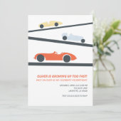 Retro Racecar Geburtstagsparty Einladungen (Stehend Vorderseite)