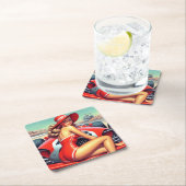 Retro-Racing-Button Rechteckiger Pappuntersetzer (Vor Ort)