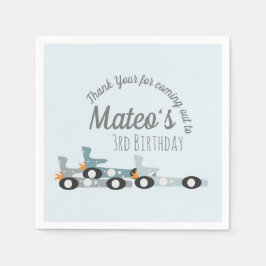 Retro Racing Cars Moon Stars Dritter Geburtstag Serviette