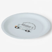 Retro Racing Cars Moon Stars Erster Geburtstag Pappteller (Schrägansicht)