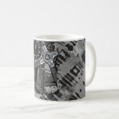 Retro Racing - grauer Spritzer Kaffeetasse (VorderseiteRechts)