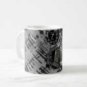 Retro Racing - grauer Spritzer Kaffeetasse (Vorderseite Links)