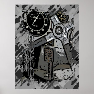 Retro Racing - grauer Spritzer Poster