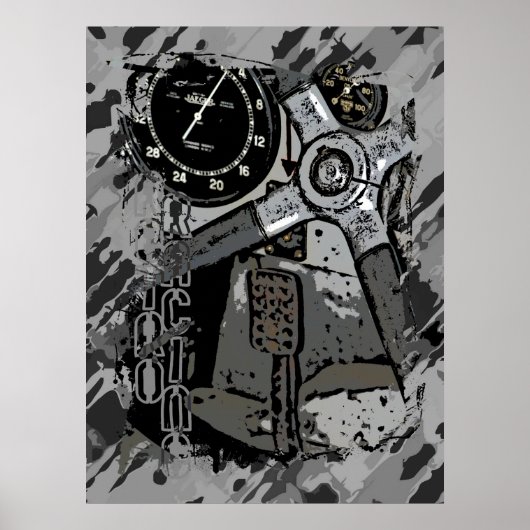 Retro Racing - grauer Spritzer Poster (Vorne)