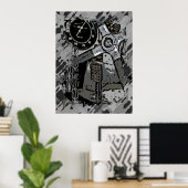 Retro Racing - grauer Spritzer Poster (Heimbüro)