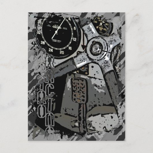 Retro Racing - grauer Spritzer Postkarte (Vorderseite)