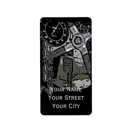 Retro Racing Oldtimer Details Grafikdesign Adressaufkleber (Vorne)