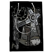 Retro Racing Oldtimer Details Grafikdesign Mittlere Geschenktüte (Vorderseite)