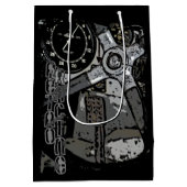 Retro Racing Oldtimer Details Grafikdesign Mittlere Geschenktüte (Rückseite)