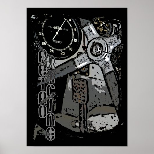 Retro Racing Oldtimer Details Grafikdesign Poster (Vorne)
