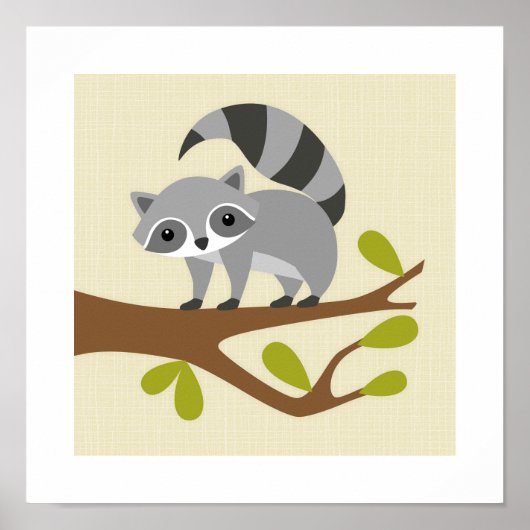 Retro Racoon Poster Print (Vorne)