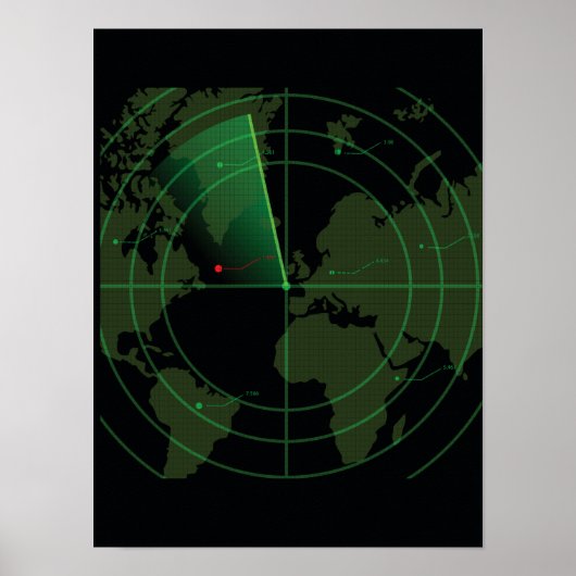 Retro-Radarbildschirm Poster (Vorne)