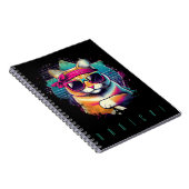 Retro Radical Cat mit Bandana und Sonnenbrille Notizblock (Rechte Seite)