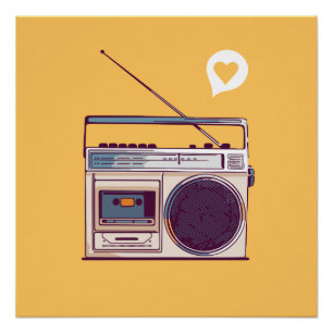 Retro Radio Boombox Poster