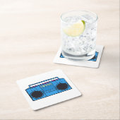 Retro Radio Boombox Rechteckiger Pappuntersetzer (Vor Ort)