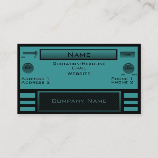 Retro Radio Business Card, Aquamarin Visitenkarte (Vorderseite)