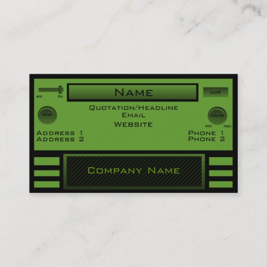 Retro Radio Business Card, grün Visitenkarte (Vorderseite)