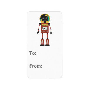 Retro Radio Robot Adressaufkleber