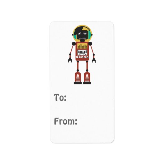 Retro Radio Robot Adressaufkleber (Vorne)