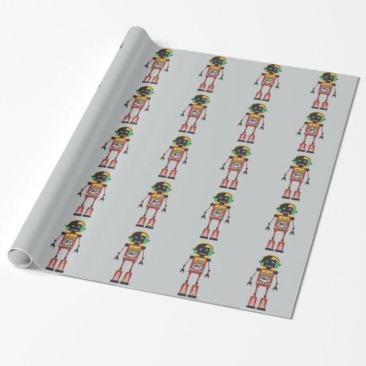 Retro Radio Robot Geschenkpapier (Ungerollt)