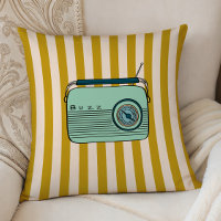 Retro-Radio und goldene Streifen, Akzentkissen, 
