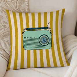 Retro-Radio und goldene Streifen, Akzentkissen,  Kissen