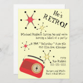 Retro Radiogeburtstags-Einladung Einladung (Vorne/Hinten)