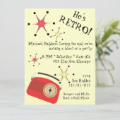 Retro Radiogeburtstags-Einladung Einladung (Stehend Vorderseite)