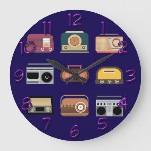 Retro Radios elegante Vintage-DJ-Musik Große Wanduhr