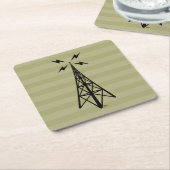 Retro Radioturm Rechteckiger Pappuntersetzer (angewinkelt)