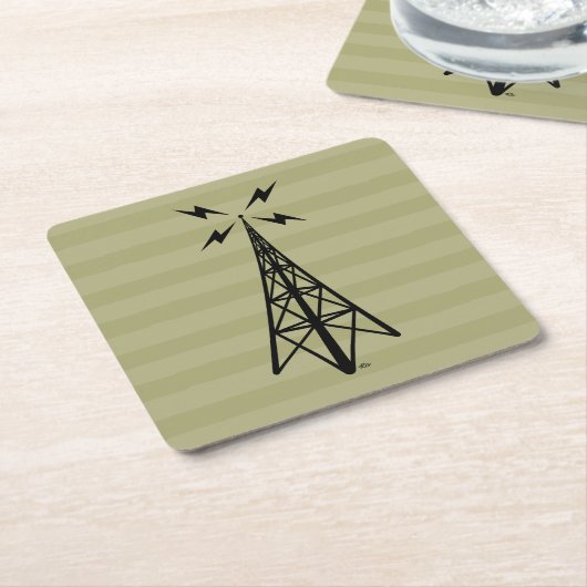 Retro Radioturm Rechteckiger Pappuntersetzer (angewinkelt)