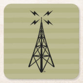 Retro Radioturm Rechteckiger Pappuntersetzer (Vorderseite)